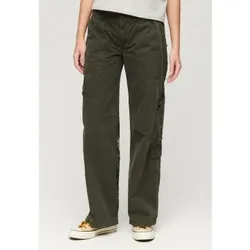 Superdry für Damen. W7011075A Niedrig geschnittene Cargohose mit grüner Stickerei (30), Lässig, Baumwolle