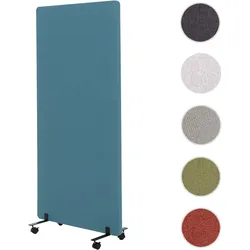 Akustik-Trennwand HWC-G77, Büro-Sichtschutz Raumteiler Pinnwand, doppelwandig rollbar Stoff/Textil ~ 167x80cm türkis