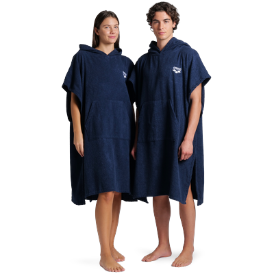 Badeponcho ARENA "arena Unisex Baumwoll Poncho Bademantel" Gr. L, blau (navy, weiß), L/XL, N-Gr, Baumwolle, Hausmäntel, Duschen, Strand, Sport, Schwimmbad, Sauna, Baumwolle, Unisex, bequem