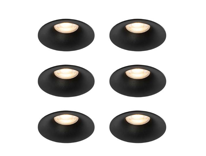 Lot de 6 spots encastrés noirs GU10 50 mm - Gijs