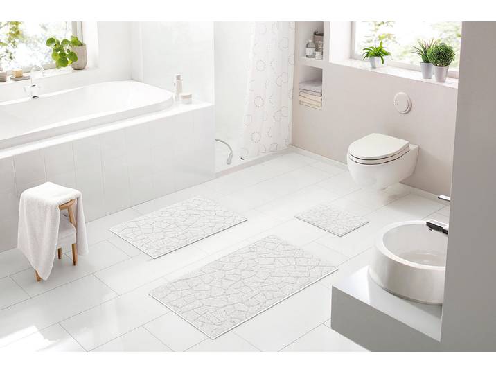 Tapis de bain Terazzo 65 x 115cm Blanc/Crème