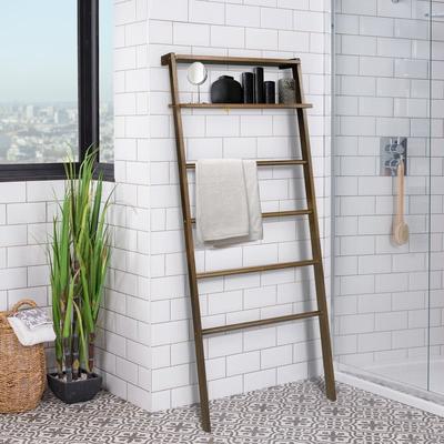 American Trails Space Saving 100% Solid Wood 6 Tiers Blanket Ladder with Two Storage Shelves