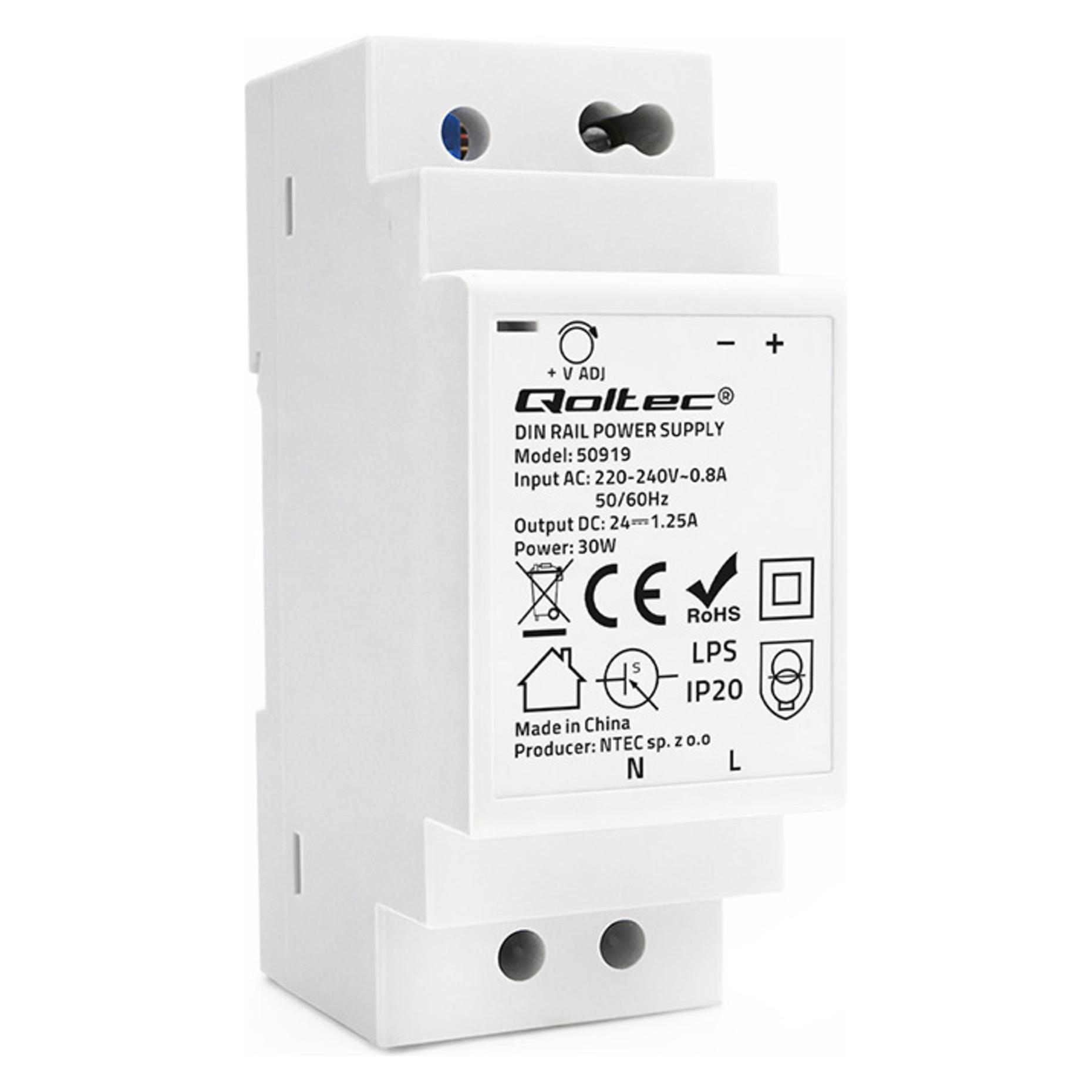 Qoltec Hutschienen-Netzteil | 30W | 24V | 1 25 A | Grau (50919)