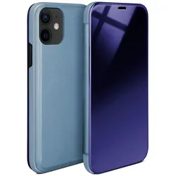 moex Clear View Cover für iPhone 12 – Spiegelnde klapp Hülle in Hochglanz Optik – Void Case