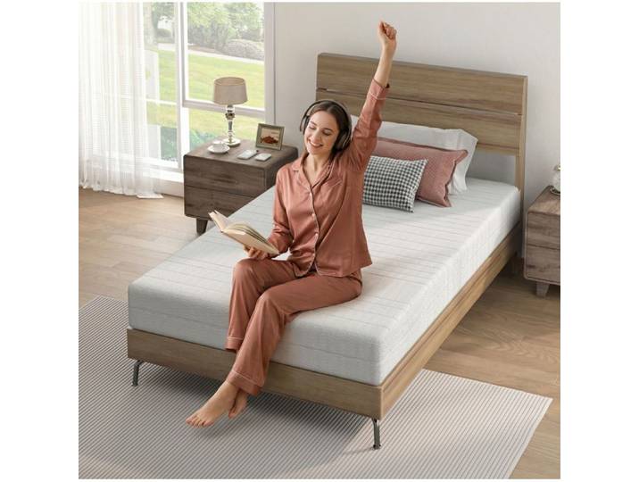 Matelas 140x200 cm hauteur 20 cm mousse ergonomique 3D respirant déhoussable lavable blanc TYNQER