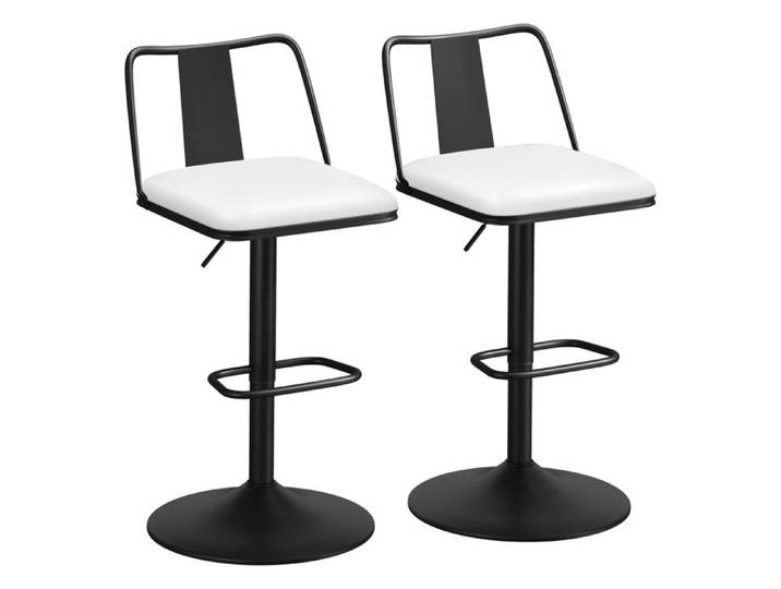 ALFORDSON 2 Tabourets de Bar Vérin à gaz Cuir Chaises Cuir Pivotant Gloria Blanc