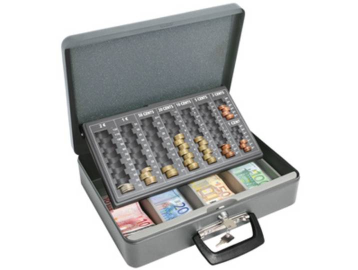 Coffret-caisse à monnaie Maxi, en tôle d'acier, gris