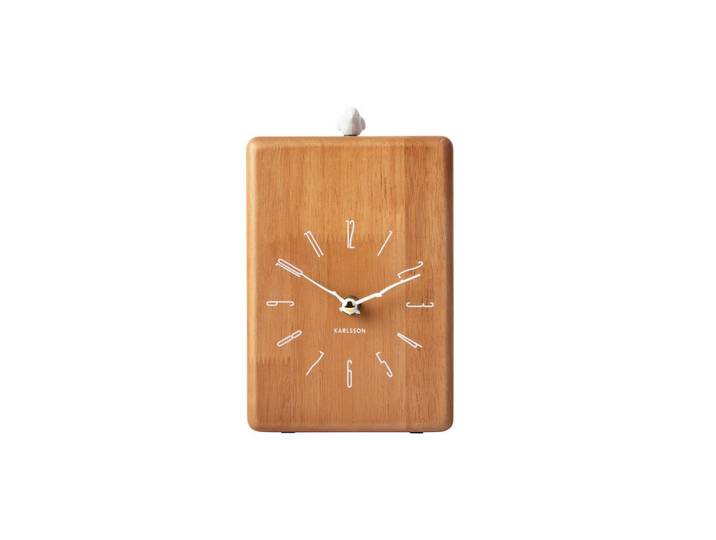 Karlsson Tischuhr Rama, Cognac, Holz, Kautschukholz, 14x20x6 cm, Schlagwerk, Dekoration, Uhren, Tischuhren