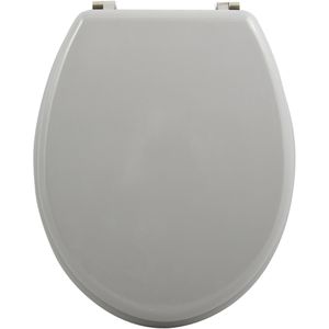 MSV WC-Sitz Uni 140016, oval, aus Holz, mit Edelstahlscharnier, grau