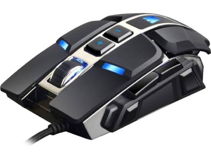 WASDkeys M300 Gaming Mouse Pro Laser USB LED (verwisselbare zijpanelen, met verlichting, 4000 dpi, 6 toetsen, gamer muis, software & on-board geheugen, voor pc, computer, laptop, Macbook), zwart