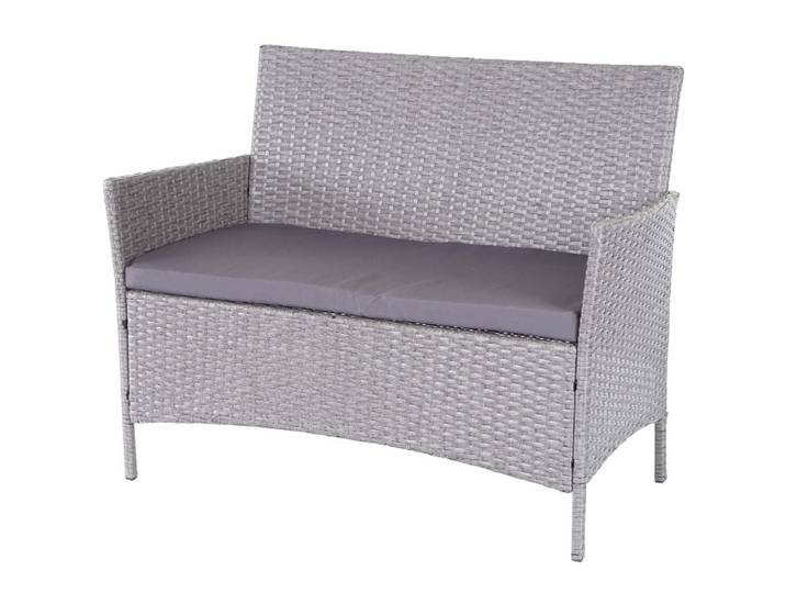 Jamb Poly-Rattan Gartenbank Hellgrau, Grau, Kunststoff, 106x83x60 cm, Esszimmer, Bank, Sitzbänke