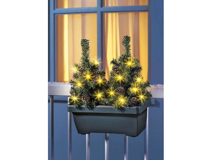 Balkonkasten mit LED-Bäumchen, Grün