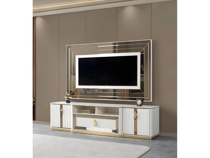 JVmoebel TV-Schrank Weißer TV-Ständer aus Holz mit modernem Design