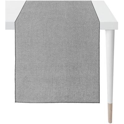 Tischläufer APELT "Stone", grau, B:140cm L:46cm, Leinen, Polyester, Tischdecken, mit Kettelrand