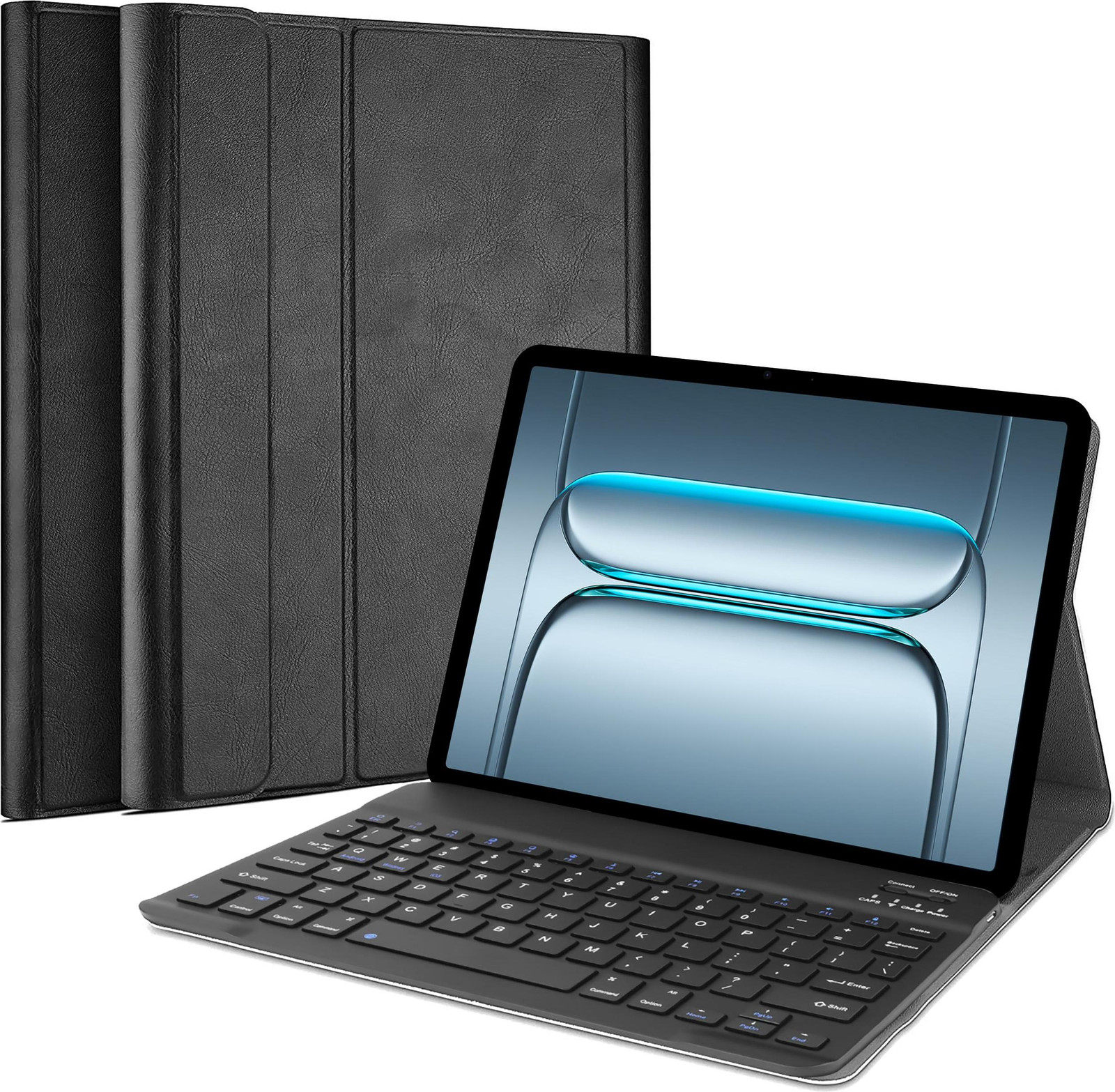 Just in case Tablet Hoes met Toetsenbord voor OnePlus Pad Lite - QWERTY Bluetooth Keyboard Case - Zwart