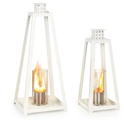 Blumfeldt Fiamme Triangolo Ethanol-Laterne 2-Set Edelstahl-Brenner 0,3 Liter 4h Brenndauer Weiß