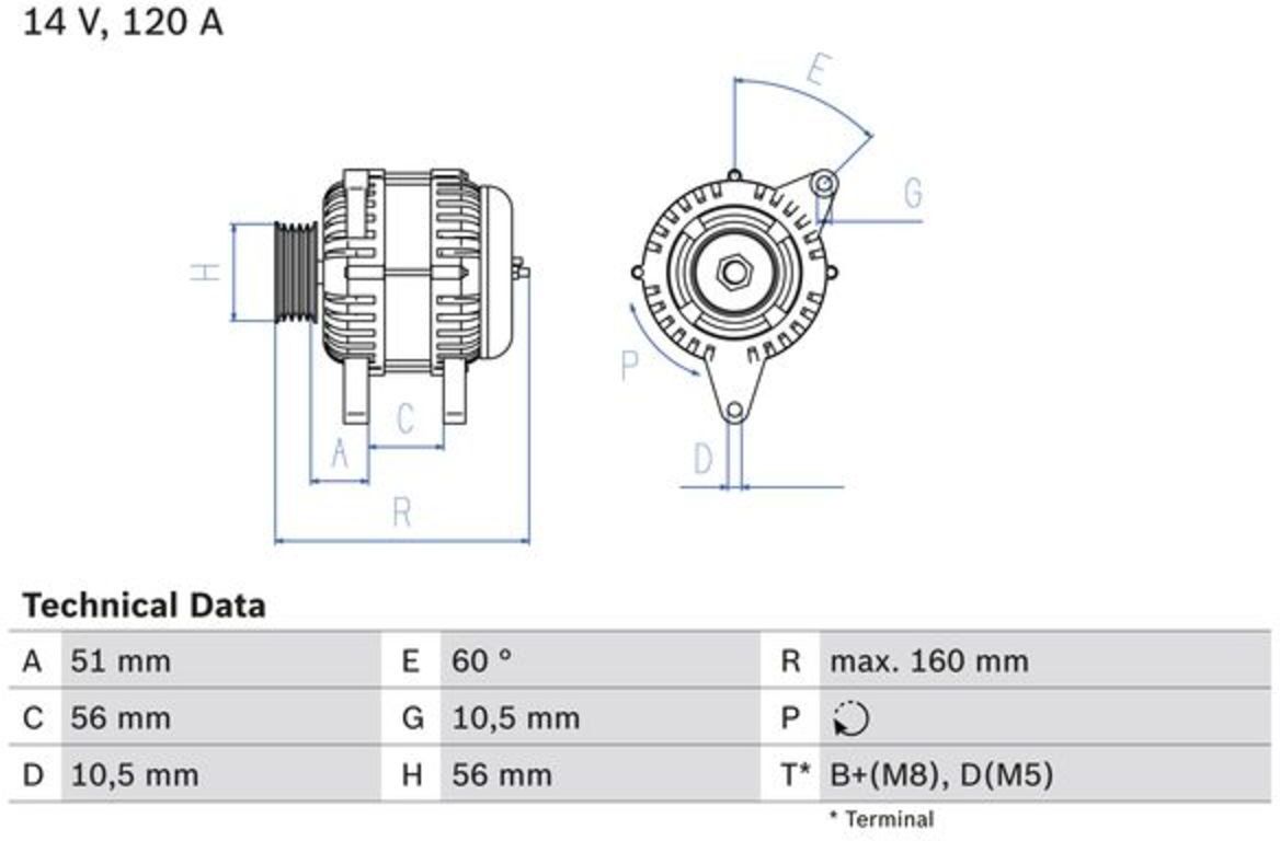 Bosch Generatore di corrente rotante 0 986 039 250