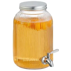 Relaxdays Getränkespender 4 Liter Silber,Transparent