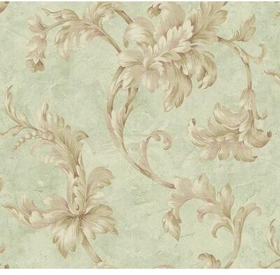 Seabrook Designs Seabrook Design Apollo Leaf Scroll Unpasted Wallpaper
