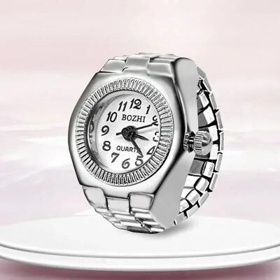 Uplift Treasures Vintage Punk Roman Numeral Finger Ring Watch round White