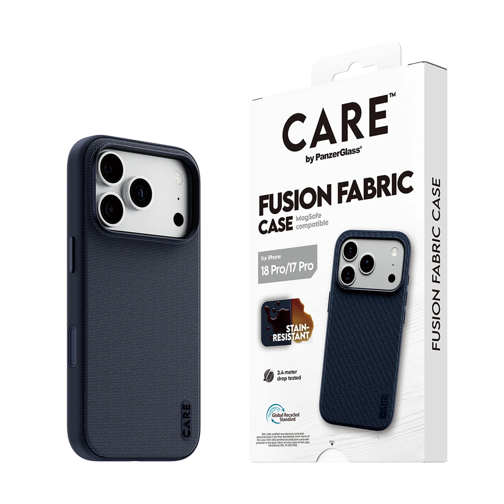 CARE by PanzerGlass Fusion Fabric Case Blau m. MagSafe iPhone 18/17 Pro CR35497