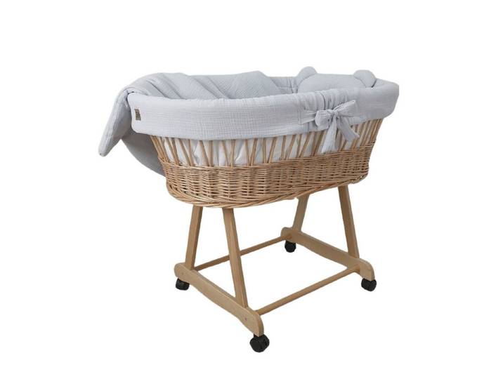 Babymajawelt Babybettwäsche Stubenwagen Bettwäsche Set 4tlg. Musselin Bett Set, Musselin, 4 teilig, Made in EU, Besonders Weich, Reine Baumwolle, Ohne Himmel