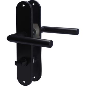 Alpertec Drückergarnitur Conte WC, schwarz, Edelstahl, mit Langschild, für Bad-/WC-Tür