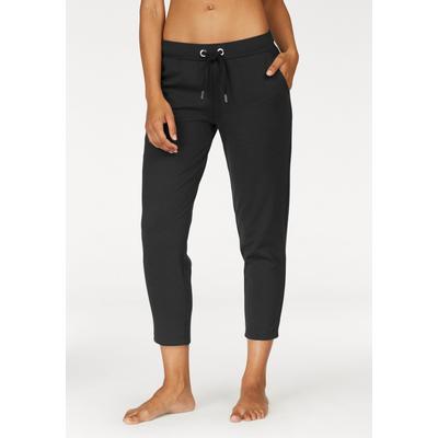 Relaxhose LASCANA, Damen, Gr. 48/50, N-Gr, schwarz, Interlock, Obermaterial: 100% Baumwolle, unifarben, Basic, bequem 7/8-Länge, Hosen Relaxhose, mit 7/8-Beinlänge, Loungeanzug