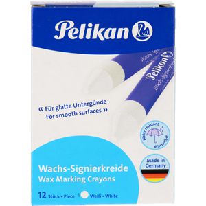 Pelikan Signierkreide 772, 12 Stück, weiß, rund gespitzt, papiert, 9.5 cm lang