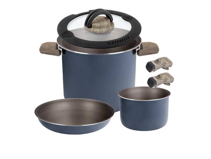 BRUNNER Topf-Set BRUNNER Camping Topfset TORRALTA Vacublock Leicht, Stapelbar, Alu, (6-tlg)