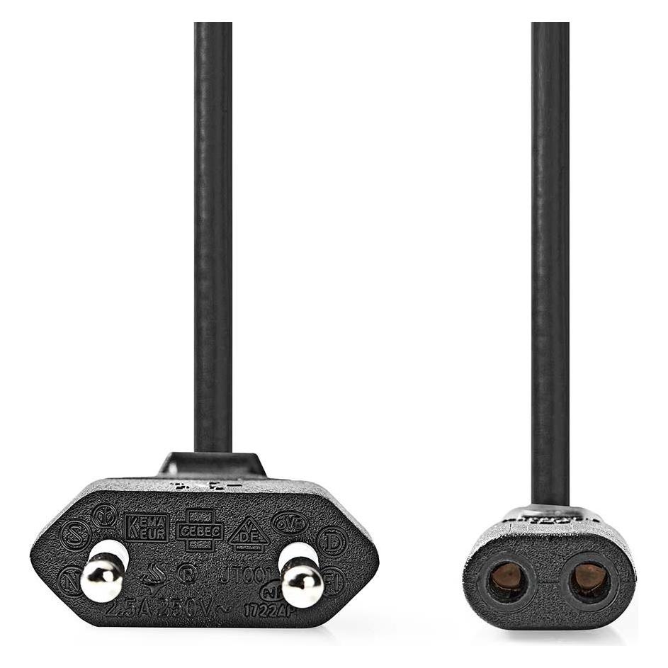 Nedis Stromkabel - Euro Männlich - IEC-320-C1 - Gerade - Gerade - Vernickelt - 2.00 m - Aufgerollt - (2 m) (CEGL11062BK20)