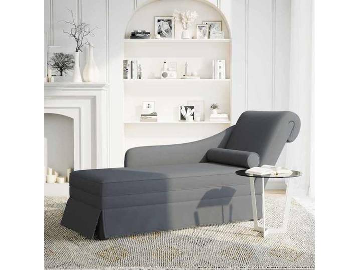 Mode Fauteuil long/fauteuil salon - 1 personne - PARAJIE - max charge 110kg - et traversin accoudoir droit gris foncé velours @8551