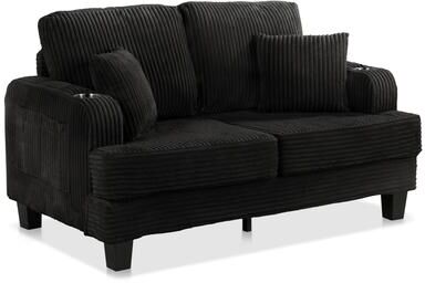 Denhour DH BASIC Modern Chenille Loveseat with Cup Holders and Side Pockets