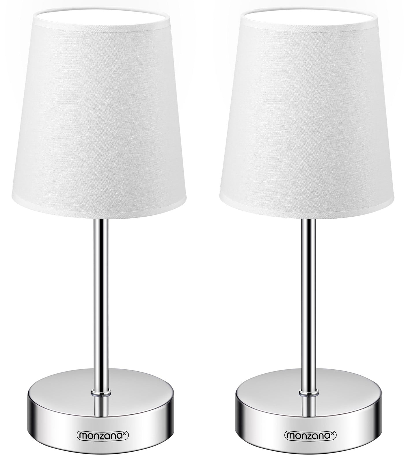 Monzana Set van 2 Nachtlampen, Witte Tafellampen met Kabel, Hoogte: 32 cm