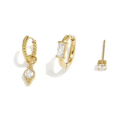 Ohrring-Set ADELIA´S "LIVAYA", Damen, Gr. Damen, Edelstahl, weiß, Ohrringe, Trendig: Modeschmuck mit gedrehter Creole und Anhänger