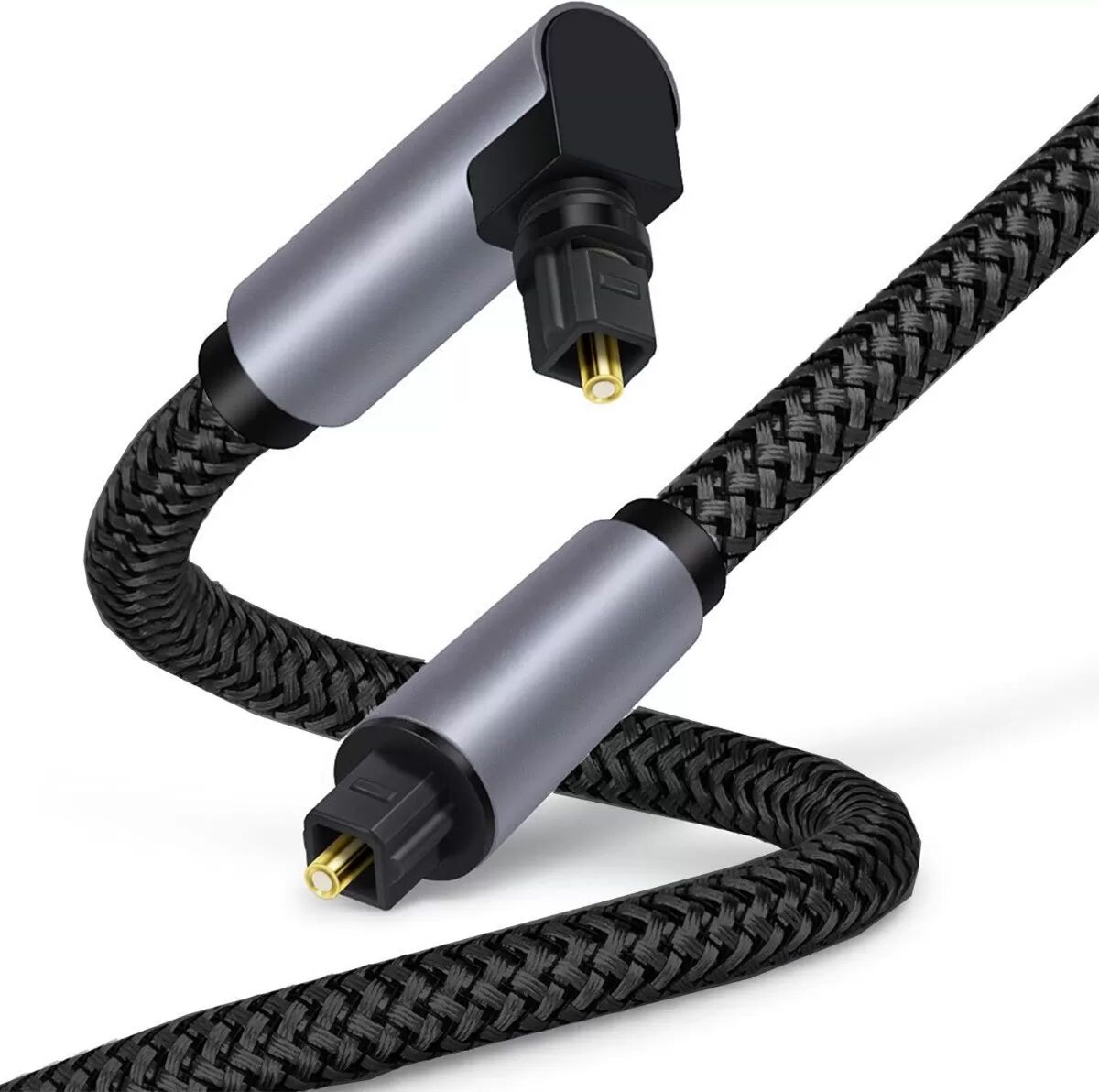 INF Optisches Audiokabel OD5.0 Straight-to-Angled – Nylon geflochten, sauerstofffreies Kupfer, verlustfrei SPDIF 5.1/7.1, 3 m
