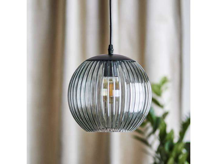 home24 Hanglamp Sybia Ø 23cm grijs/grijs glas/polyvinylchloride/ijzer E27