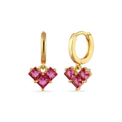 Paar Creolen ELLI "Ohrringe Creolen mit Herz Kristalle Anhänger" Gr. 17, gold, Ohrringe, Damen, 17, Messing