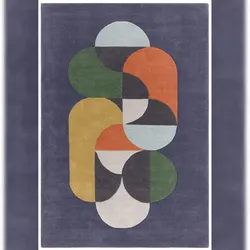 Wollteppich handgetuftet geometrisches Muster | 120x170cm, Florhöhe 1,1cm | Dunkelblau | Hohe Flordichte | Hull-Beverley Kollektion | Kadima Design