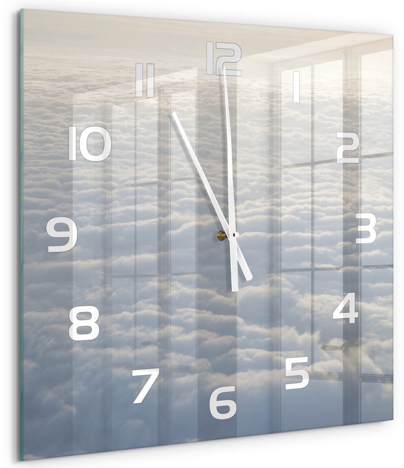 Tulup Wandklok Vliegen boven de wolken - Wit - 60 x 60 cm