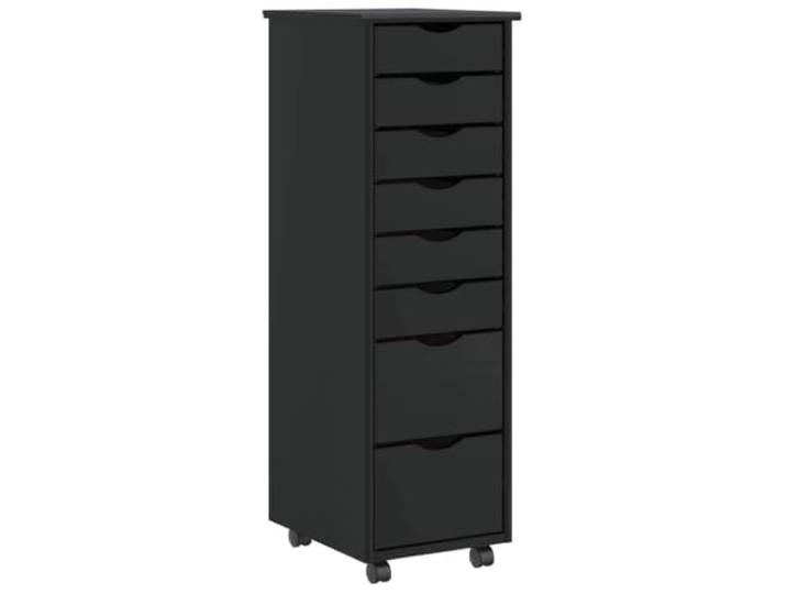 Helloshop26 Rollschrank mit Schubladen, 34 x 39 x 103 cm, praktische Aufbewahrung, rustikaler Stil, aus Kiefernholz, schwarz, 02_0057655