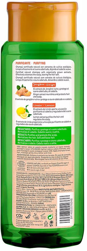 Naturvital Shampoo Eco Purificante de gengibre e limão 300 ml