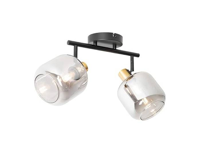 Qazqa zuzanna - Spot plafond\, plafonnier - 2 lumière - L 56 cm - Noir et Or - Moderne - éclairage intérieur - Salon I Chambre I Cuisine I Salle à manger