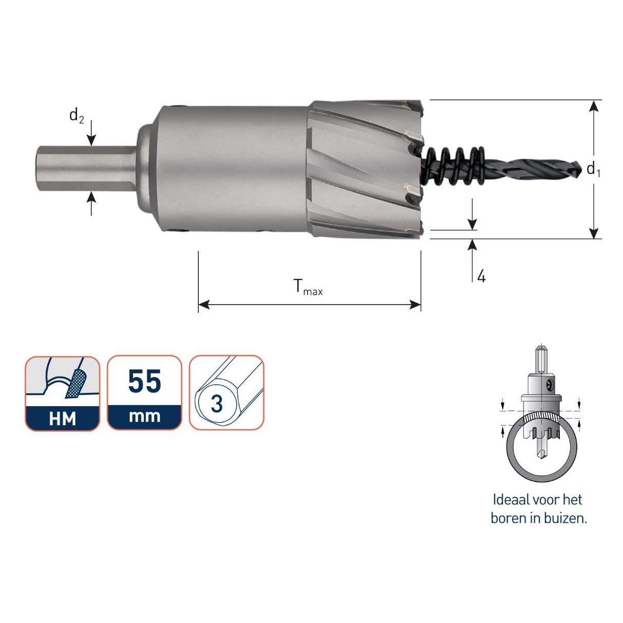 Rotec 535.0501 Gatfrees 50 mm schacht 13 mm (58706578)