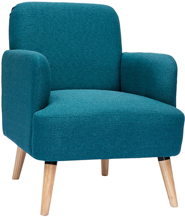 Miliboo Skandinavischer Sessel in Entenblau und hellem Holz ISKO
