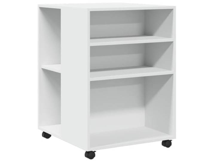 TUERYAFEK Beistelltisch mit Rollen Weiß 55x60x78 cm Holzwerkstoff 2 Ablagen, 4 Schwenkrollen, 2 Feststellbremsen, Pflegeleicht, für Wohnzimmer Küche Schlafzimmer
