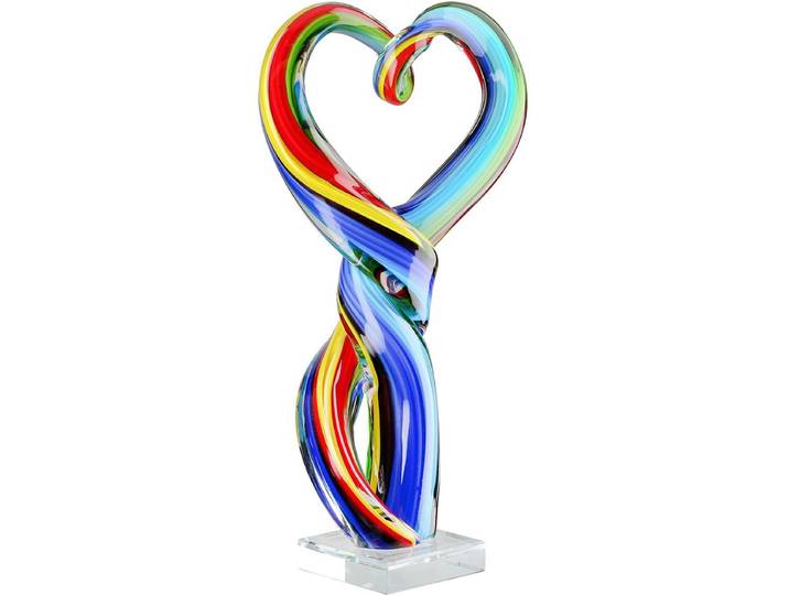 Gilde Handwerk - Beeld - Sculptuur - Hart - Twisted Heart - Glas - Glasart - Multicolour - 8x17x36 cm