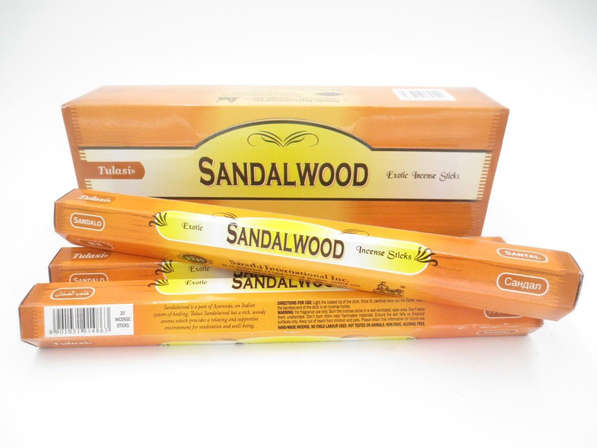 Tulasi Sandelhout Wierookstokjes - 6 doosjes
