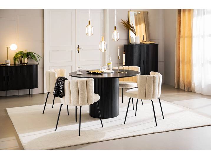 Table Ø 120cm Noir/Chêne noir