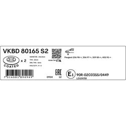 Bremsscheibe SKF VKBD (2 Stk.) 80165 S2 für Citroën Peugeot Visa C15 ZX